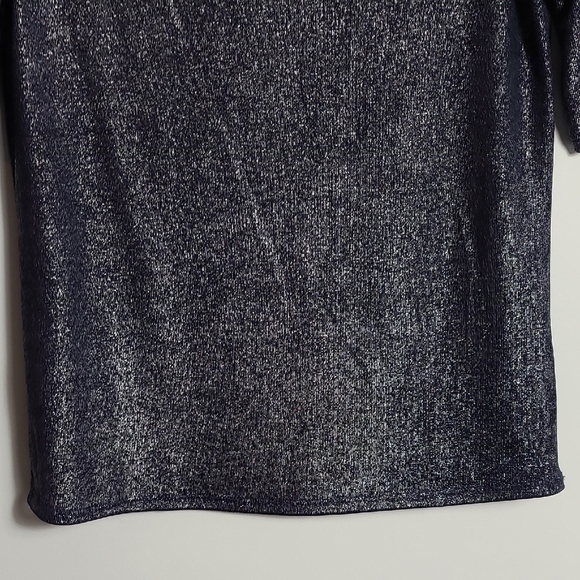FORE Blue Shimmer Metallic Women's Short Sleeve Top Size Large - Picture 5 of 16